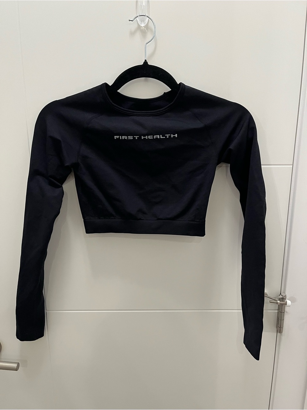 First Health Black Long-Sleeve Crop Top